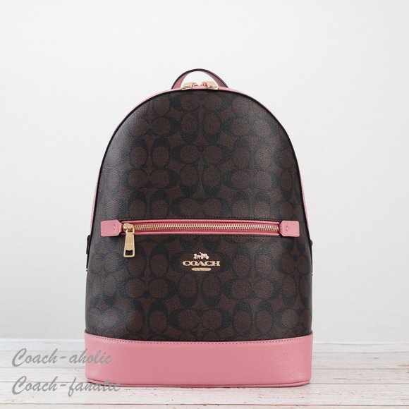 NWT Coach Kenley Backpack In Signature Canvas Brown True Pink - Picture 3 of 12